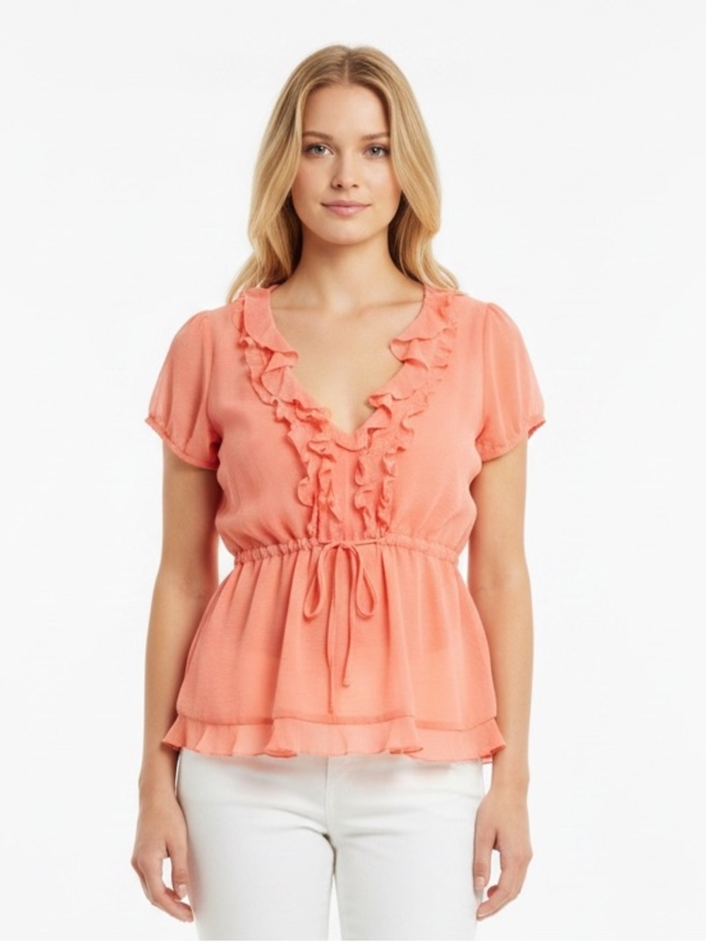 ABG Ruffled‎ Pink Coral Blouse Top